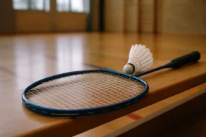 Raquette de badminton cordée dans un gymnase à Mâcon